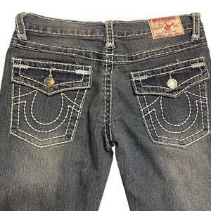 True Religion Billy Straight Jeans 27 x 30 Stonewash Faded Flap Pocket VTG Y2K